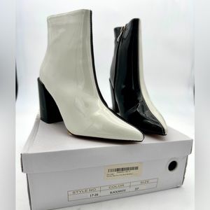 Stylish ankle patent leather two tone boots!!